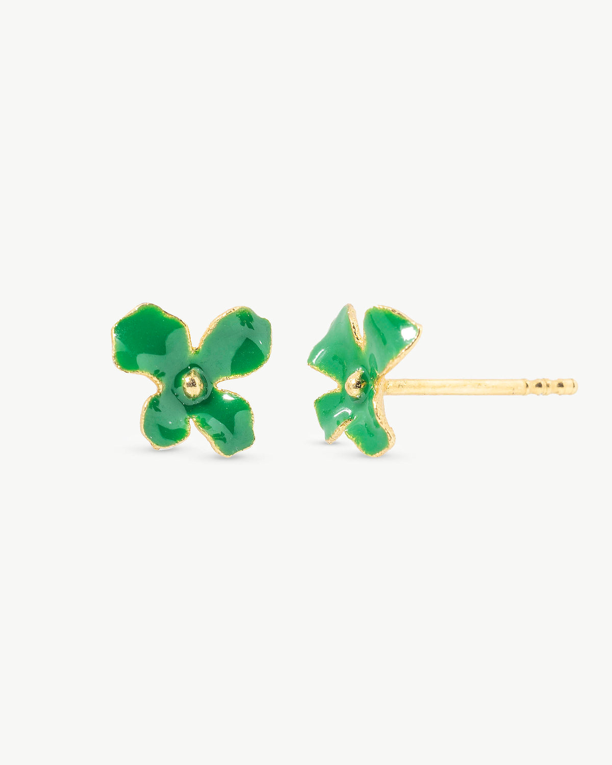 Flower Earrings Green Mini Flowers