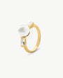 Perle Ring 8mm und 2 Zirkonia Gold Selene