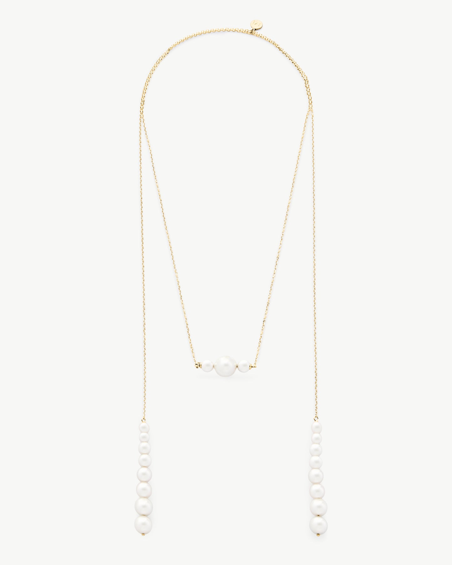 Gold Necklace 110cm long with Pearls Petit
