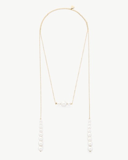 Gold Necklace 110cm long with Pearls Petit