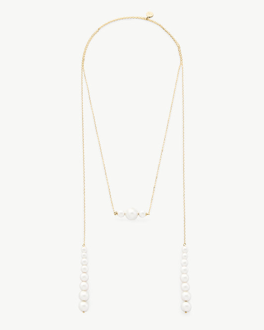 Gold Necklace 110cm long with Pearls Petit