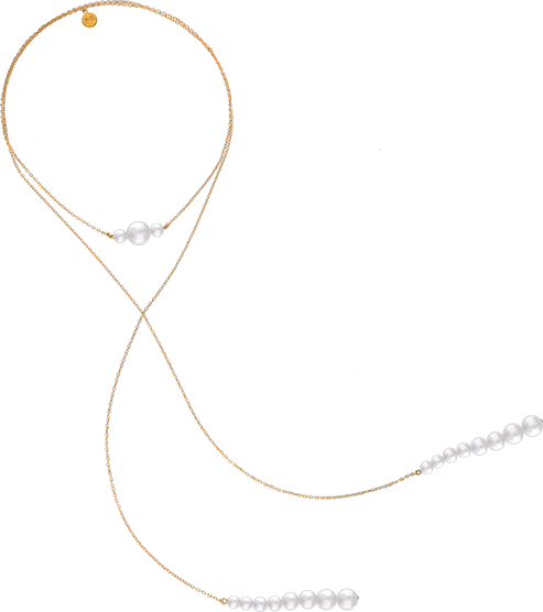 Gold Necklace 110cm long with Pearls Petit