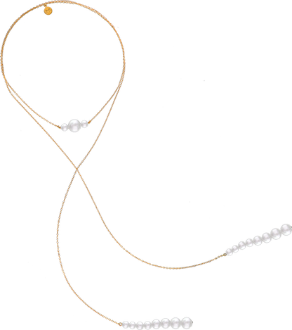 Gold Necklace 110cm long with Pearls Petit