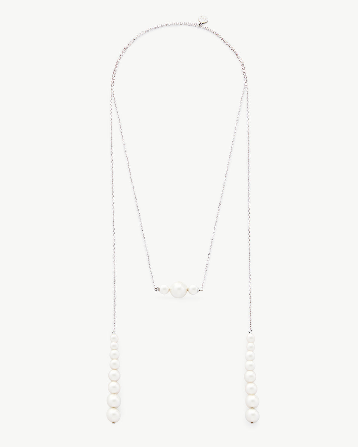 Silberkette mit Perlen 110cm lange Petit