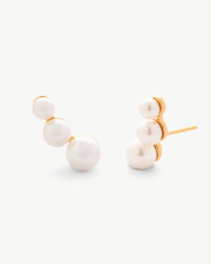 Pendientes Trepador Dorado de Perlas Petit