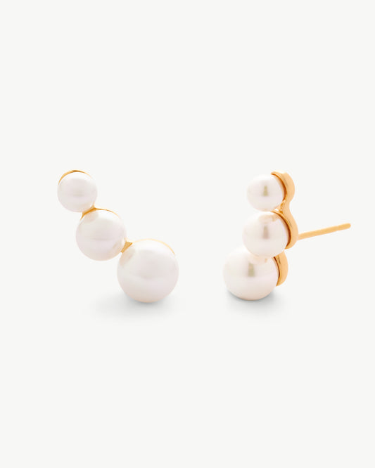 Golden Pearl Climber Earrings Petit 