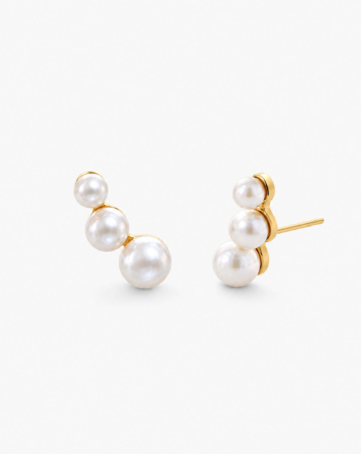 Pendientes Trepador Dorado de Perlas Petit