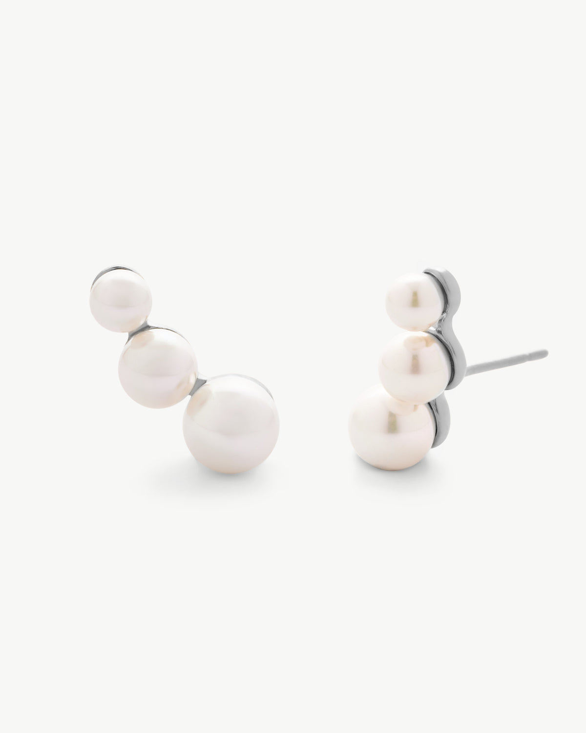 Pendientes Trepador Plata con Perlas Petit