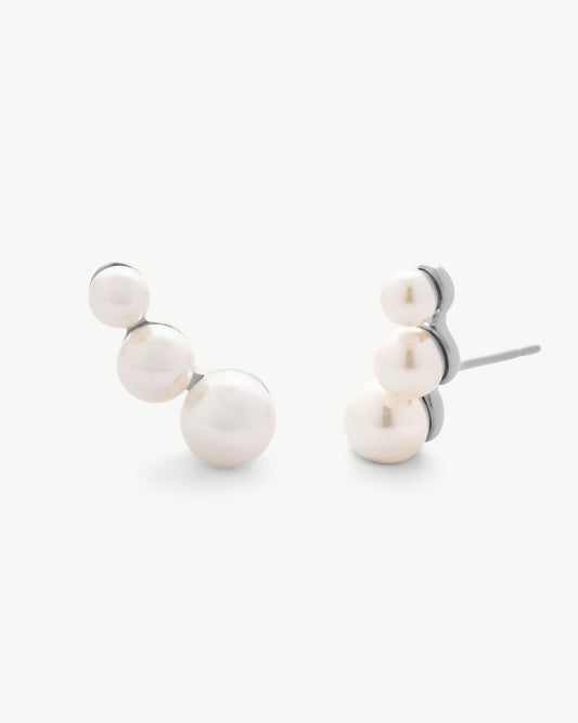 Silver Climber Earrings with Pearls Petit 