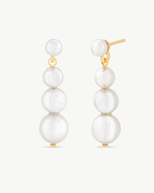 Long Gold Earrings with Pearls Petit 