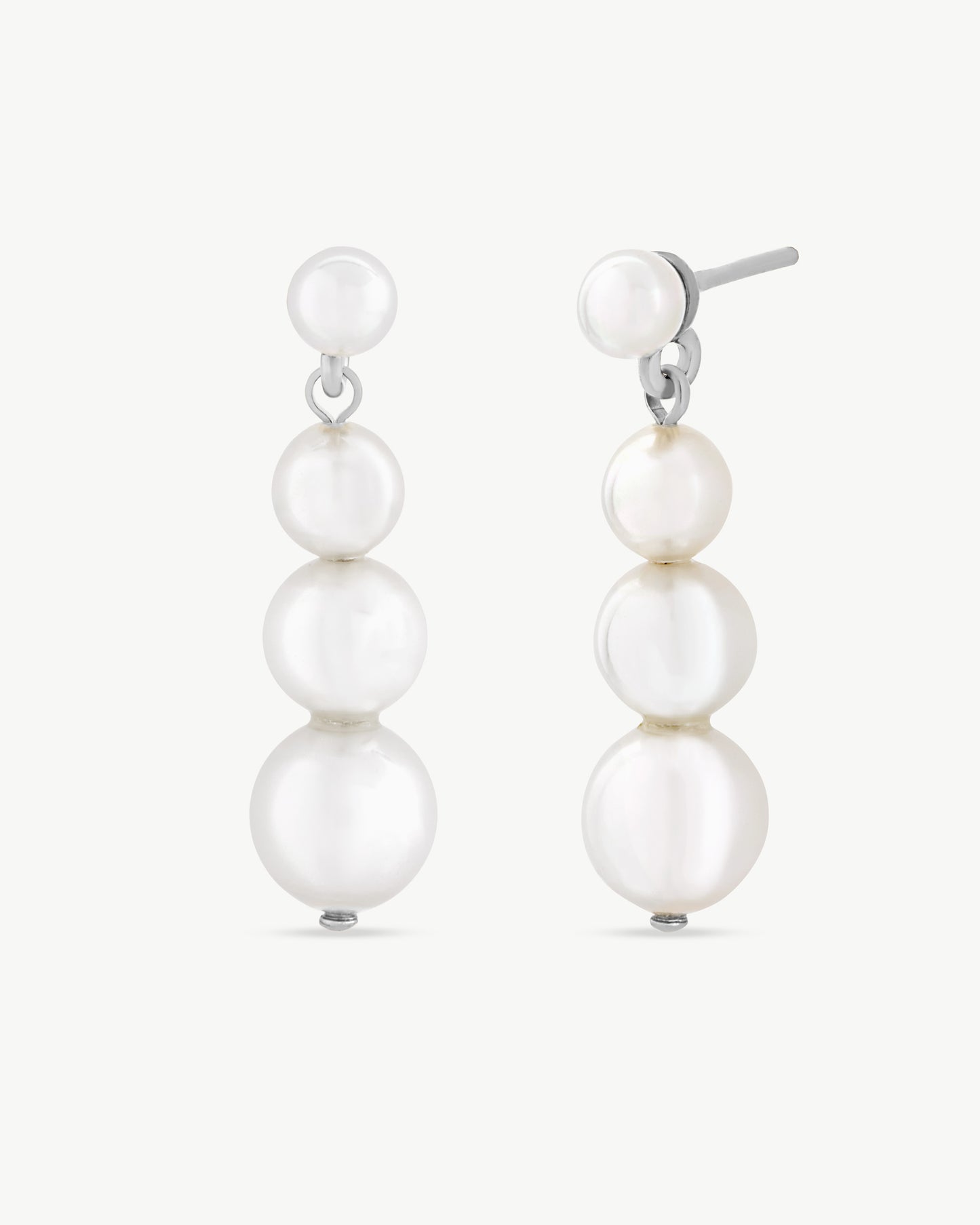 Long Silver Pearl Earrings Petit 