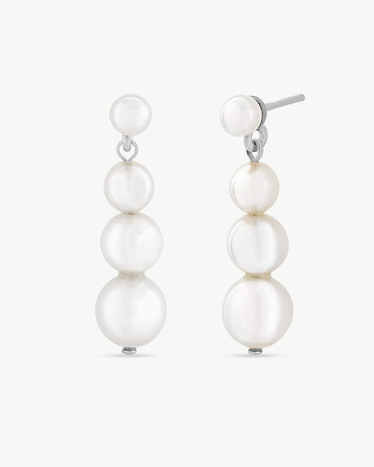 Long Silver Pearl Earrings Petit 