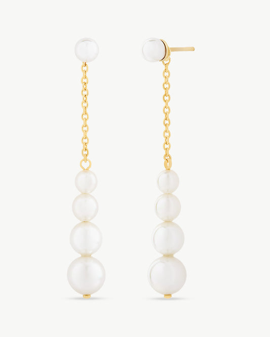 Long Earrings with Gold Chain and Pearls Petit 