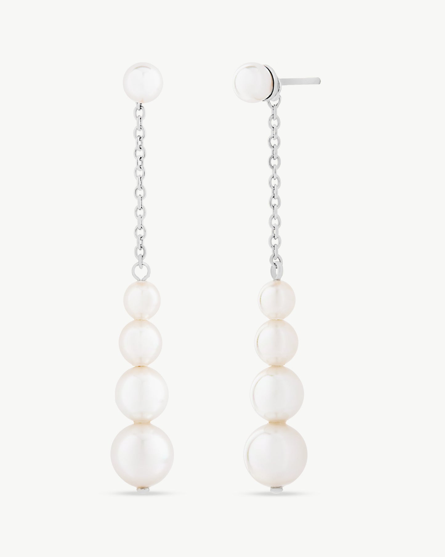 Long Silver and Pearl Earrings Petit
