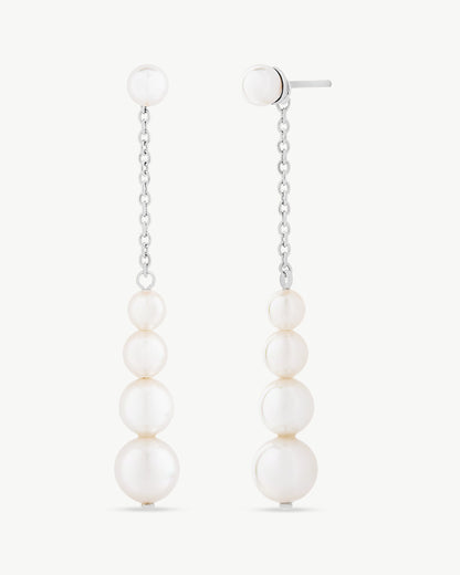 Long Silver and Pearl Earrings Petit