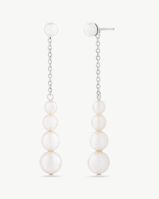 Long Silver and Pearl Earrings Petit