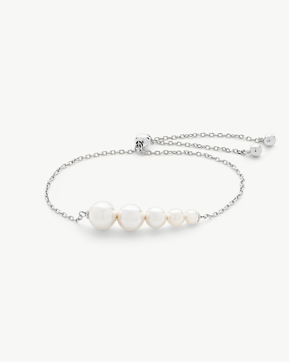  Silbernes Kettenarmband mit Perlen Petit