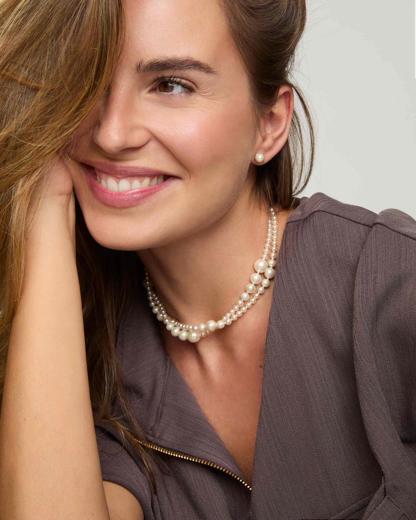 Double Pearl Necklace 4-10mm Essence