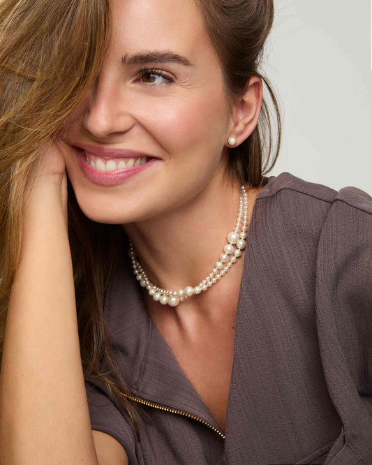 Double Pearl Necklace 4-10mm Essence