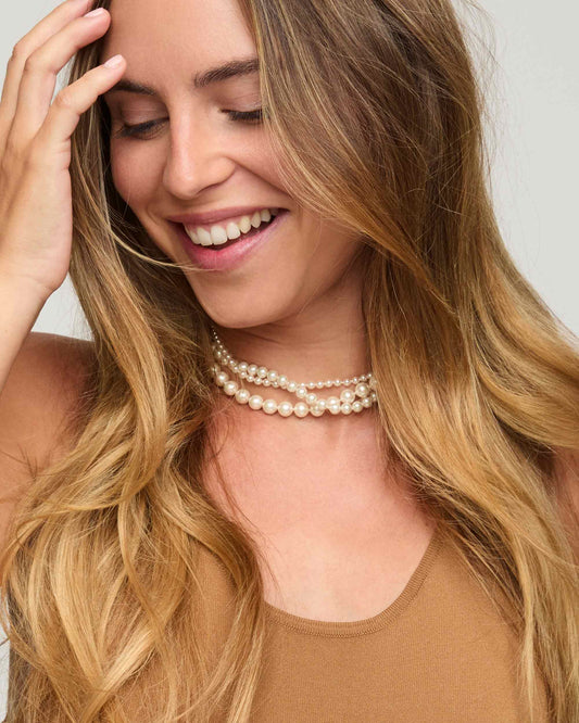 Triple Pearl Necklace 4-8mm Essence