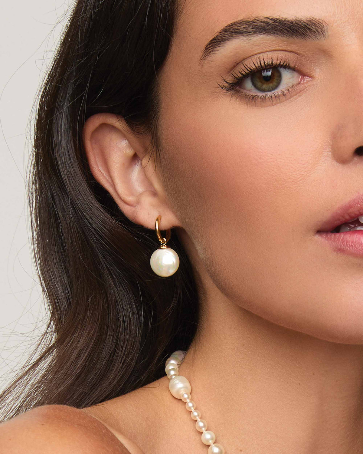 Hoop and Pearl Earrings 12mm Golden Wild Pearls