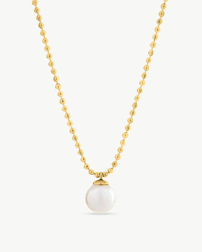  Gold Necklace with Pearl Pendant Tiny Dots