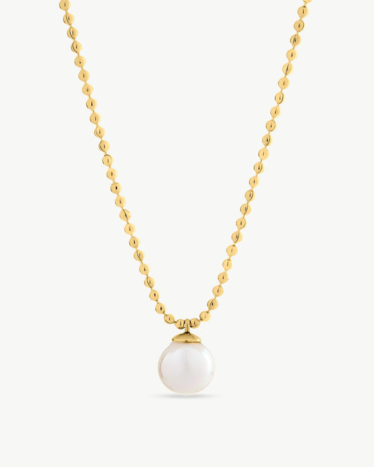  Gold Necklace with Pearl Pendant Tiny Dots