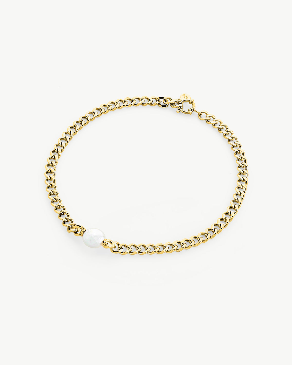 Goldene ovale Perlenkette mit Puffy Pearls