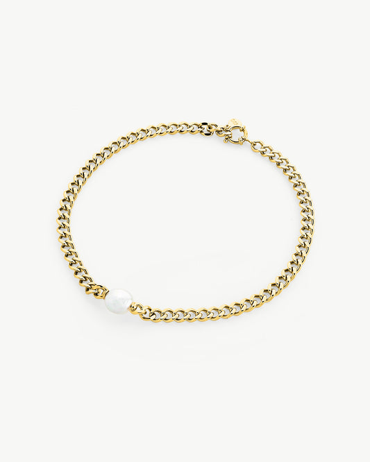 Goldene ovale Perlenkette mit Puffy Pearls