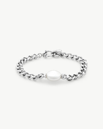 Bracelet Chain with Oval Puffy Pearls