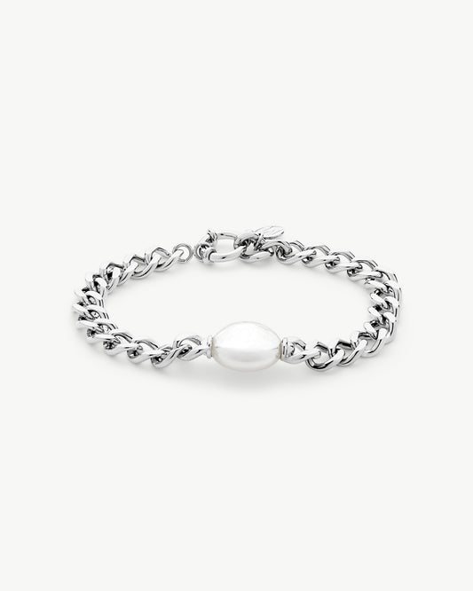 Bracelet Chain with Oval Puffy Pearls