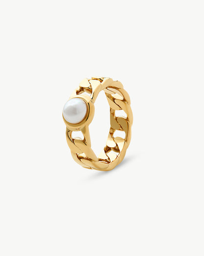  Ring gold-plated with Half Pearl Puffy Pearls