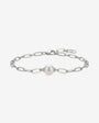 Armband Silber Glieder und weiße Perle 10mm. Links
