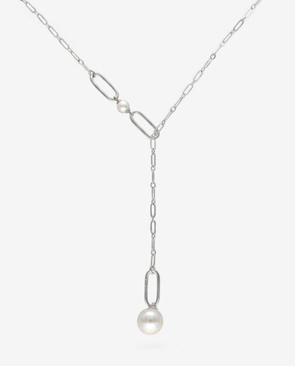 Halskette Silber Gliederkette und Perlen Links