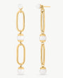 Earrings Long Gold Link and Pearl Links