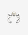 Open Silver Ring with Pearl Links 