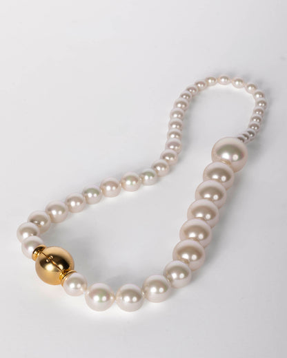 Pearl Necklace 4-16mm and Gold Clasp Lumen