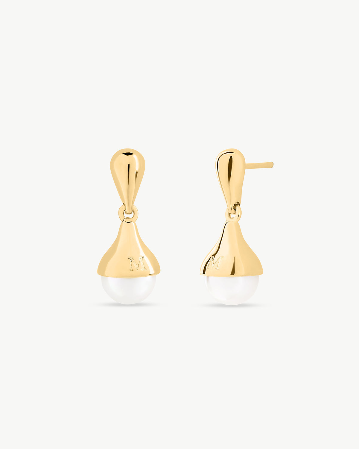 Goldene Perlenohrringe 8mm Drop