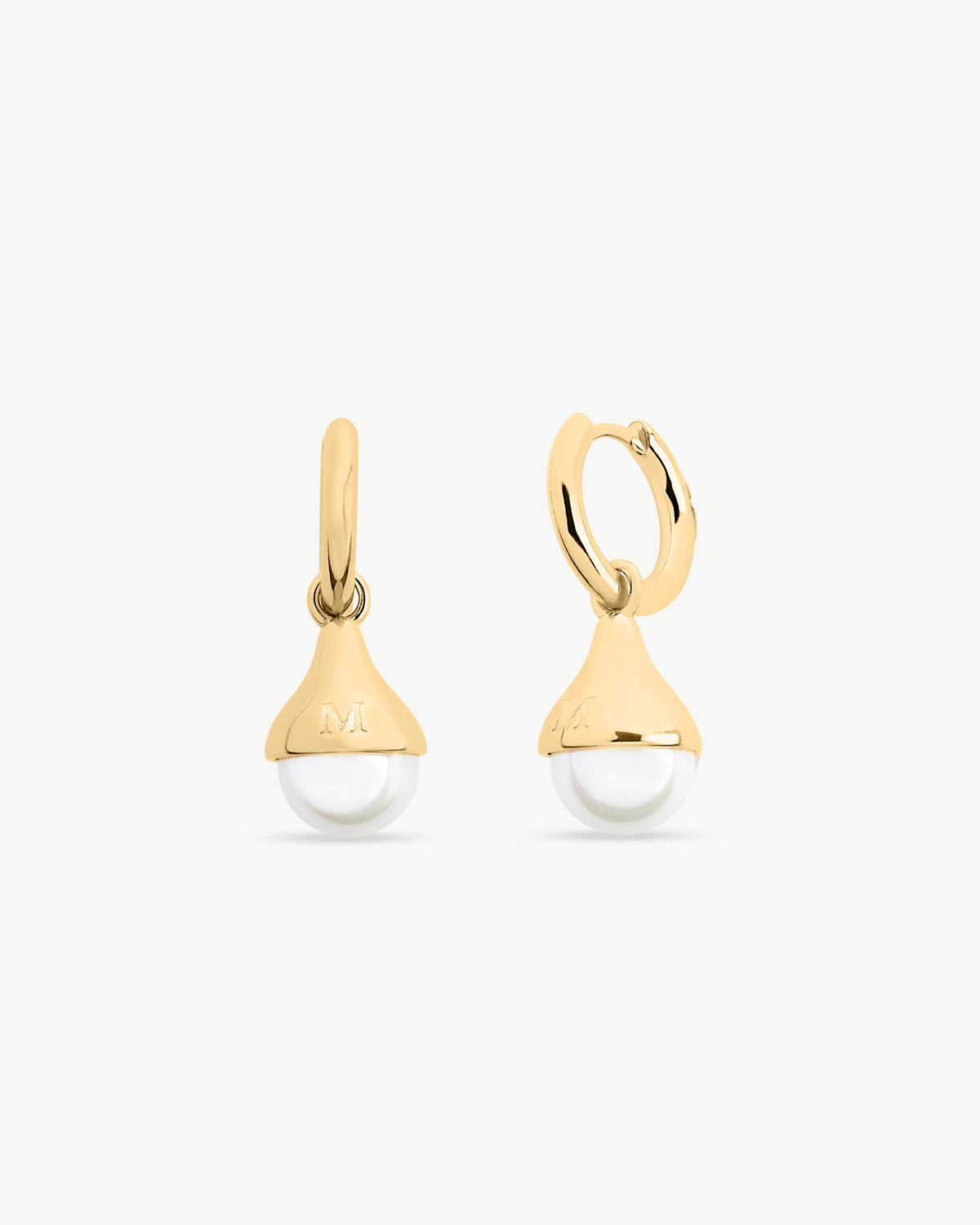 Goldene Creolen und Perlenohrringe 8mm Drop