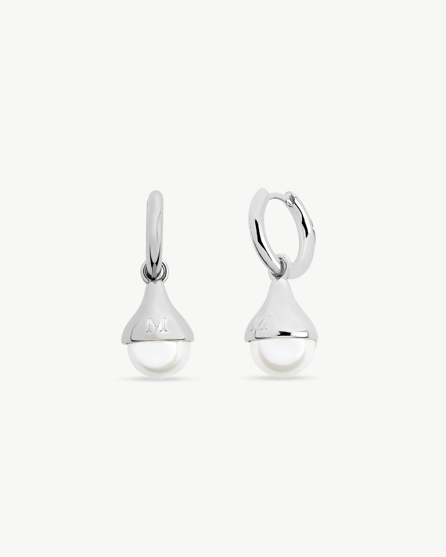 Hoop and Pearl Earrings 8mm Drop