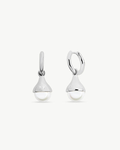 Hoop and Pearl Earrings 8mm Drop