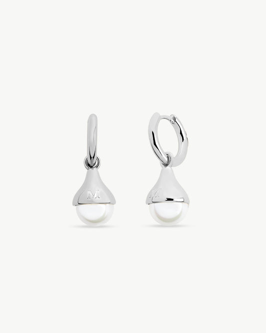 Hoop and Pearl Earrings 8mm Drop