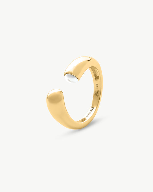 Gold Ring with Half Pearl 4mm Drop