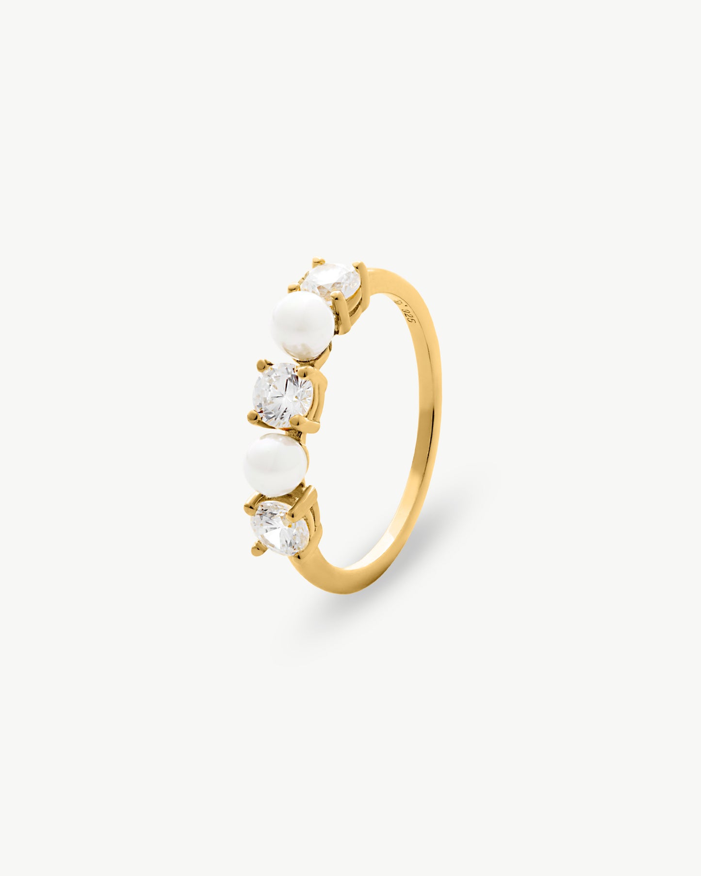 Gold Ring and Pearl Zirconia