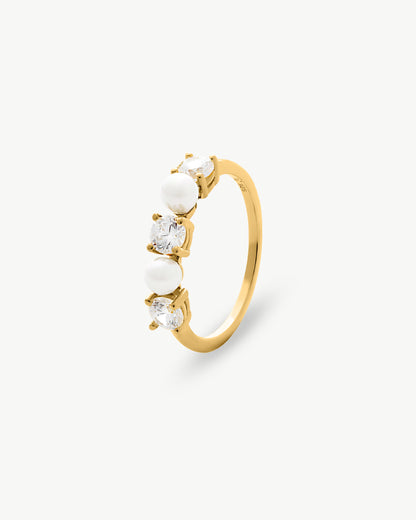 Gold Ring and Pearl Zirconia