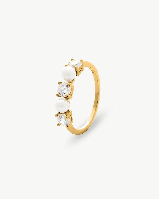 Gold Ring and Pearl Zirconia