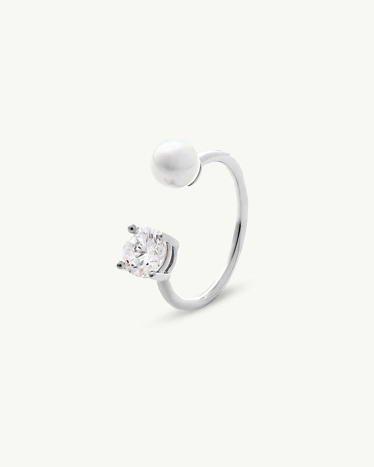 Offener Ring mit Perlen und Zirconia