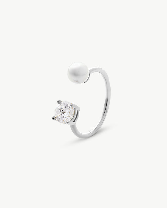 Open ring and Pearl Zirconia