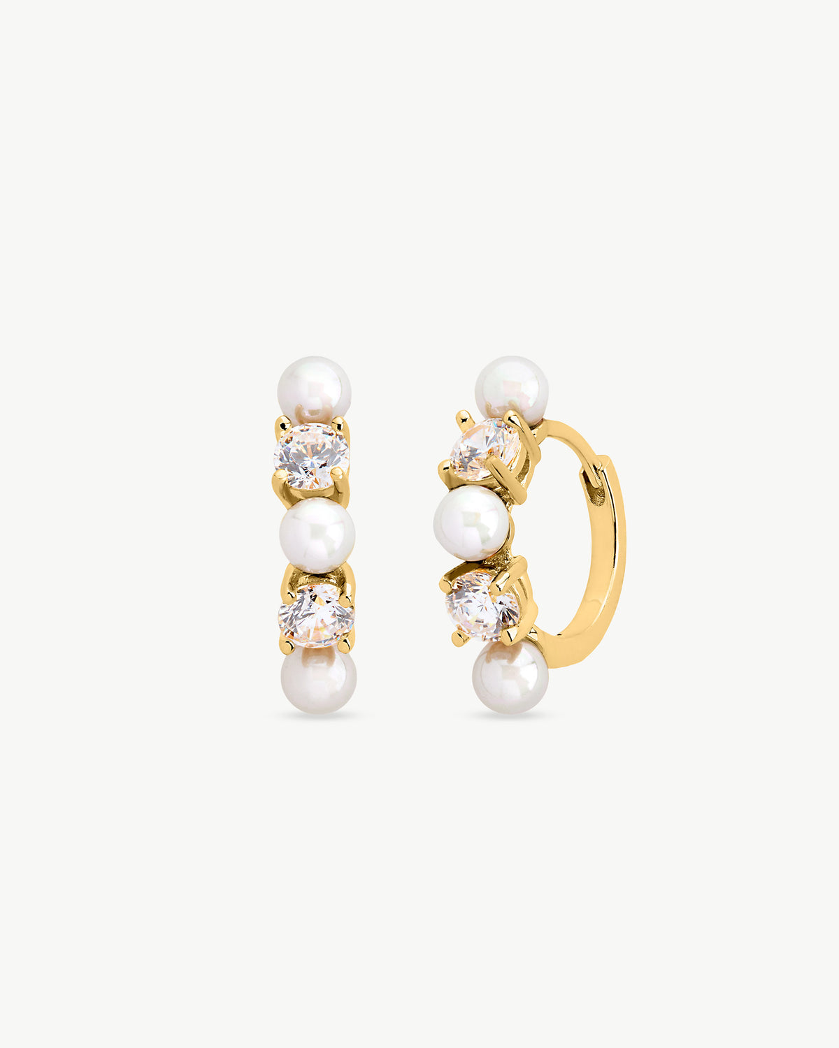 Creolen mit Perlen und Zirkonia Gold Zirkonia