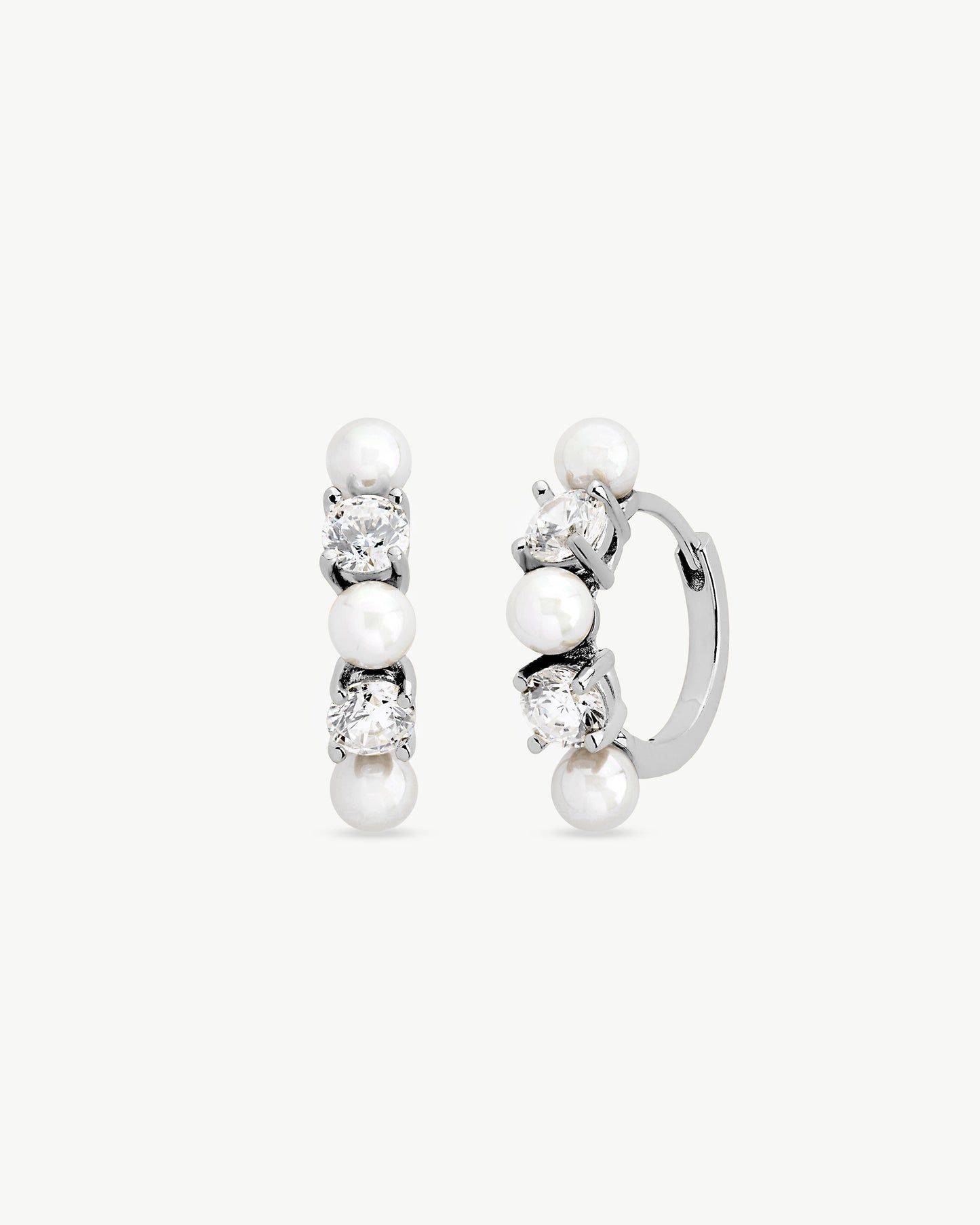 Pendientes Aro con Perlas y Circonitas Zirconia